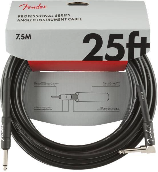 Professional Instrument Cable, Straight/Angle, 25\', Black