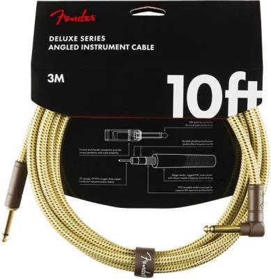 Deluxe Instrument Cable, Straight/Angle, 10\', Tweed