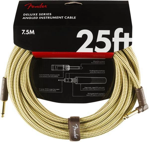 Deluxe Instrument Cable, Straight/Angle, 25\', Tweed