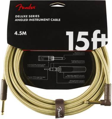 Deluxe Instrument Cable, Straight/Angle, 15\', Tweed