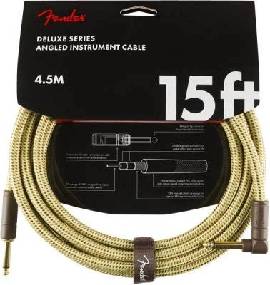 Fender - Deluxe Instrument Cable, Straight/Angle, 15, Tweed