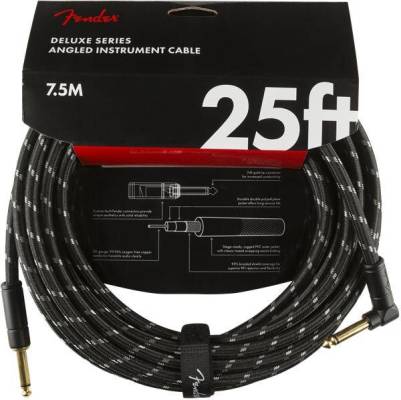 Deluxe Instrument Cable, Straight/Angle, 25\', Black Tweed