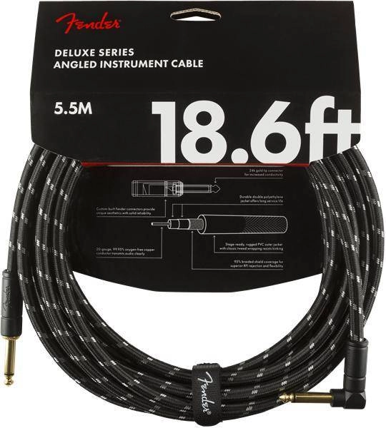 Deluxe Instrument Cable, Straight/Angle, 18.6\', Black Tweed