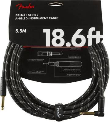 Fender - Deluxe Instrument Cable, Straight/Angle, 18.6, Black Tweed