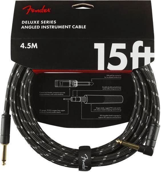 Deluxe Instrument Cable, Straight/Angle, 15\' Black Tweed