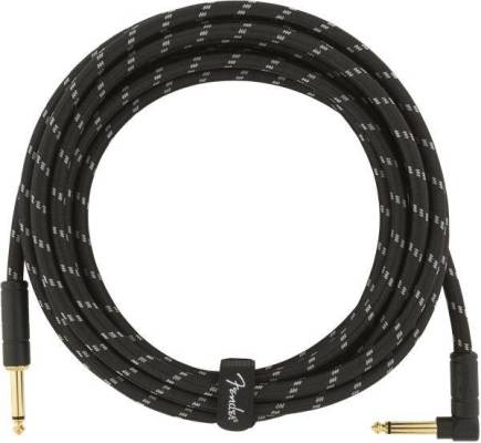 Deluxe Instrument Cable, Straight/Angle, 15\' Black Tweed