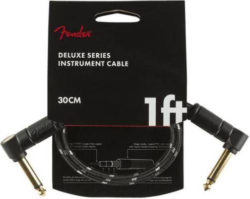 Deluxe Instrument Cable, Angle/Angle, 1\', Black Tweed