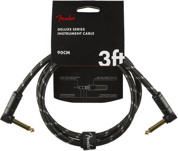 Deluxe Instrument Cable, Angle/Angle, 3\', Black Tweed