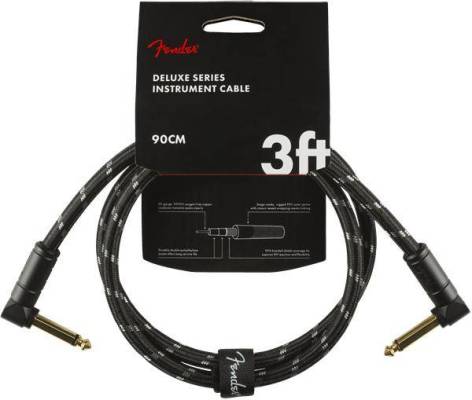 Deluxe Instrument Cable, Angle/Angle, 3\', Black Tweed