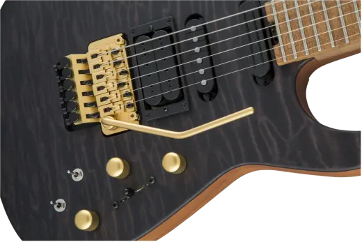 USA Signature Phil Collen PC1 Satin Stain, Caramelized Flame Maple Fingerboard - Satin Transparent Black w/Case