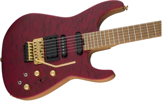 USA Signature Phil Collen PC1 Satin Stain, Caramelized Flame Maple Fingerboard w/Case - Satin Transparent Red