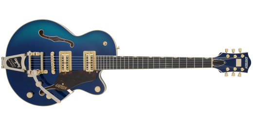 Gretsch Guitars - G6659TG Players Edition Broadkaster Jr. Center Block Single-Cut with String-Thru Bigsby and Gold Hardware, Ebony Fingerboard w/Case - Azure Metallic