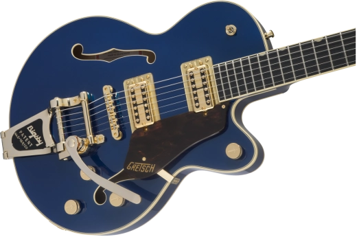 G6659TG Players Edition Broadkaster Jr. Center Block Single-Cut with String-Thru Bigsby and Gold Hardware, Ebony Fingerboard w/Case - Azure Metallic