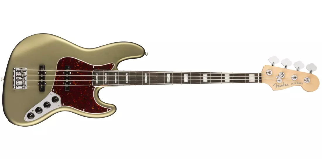 American Elite Jazz Bass, Ebony Fingerboard w/Case - Satin Jade Pearl Metallic