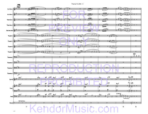 Theme For Bill - Tomaro - Jazz Ensemble - Gr. Medium