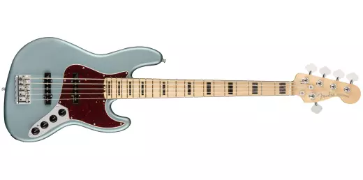 American Elite Jazz Bass V, Maple Fingerboard, Case - Satin Ice Blue Metallic