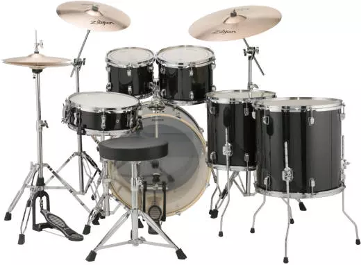 Evolution 6-Piece Drum Kit with Hardware and ZBT Cymbals (22, 10, 12, 14, 16, SN) - Black Sparkle