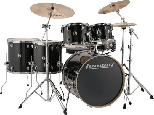Evolution 6-Piece Drum Kit with Hardware and ZBT Cymbals (22, 10, 12, 14, 16, SN) - Black Sparkle