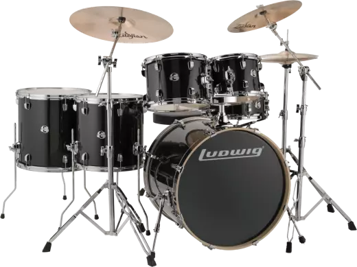 Evolution 6-Piece Drum Kit with Hardware and ZBT Cymbals (22, 10, 12, 14, 16, SN) - Black Sparkle