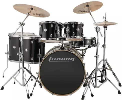 Evolution 6-Piece Drum Kit with Hardware and ZBT Cymbals (22, 10, 12, 14, 16, SN) - Black Sparkle