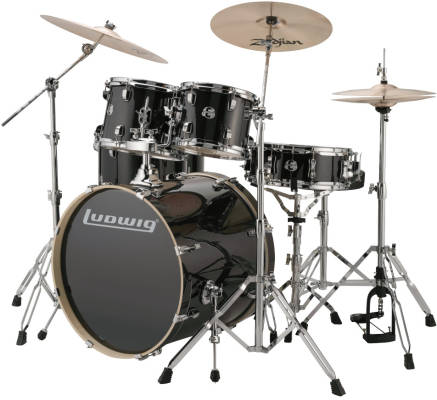 Evolution 6-Piece Drum Kit with Hardware and ZBT Cymbals (22, 10, 12, 14, 16, SN) - Black Sparkle