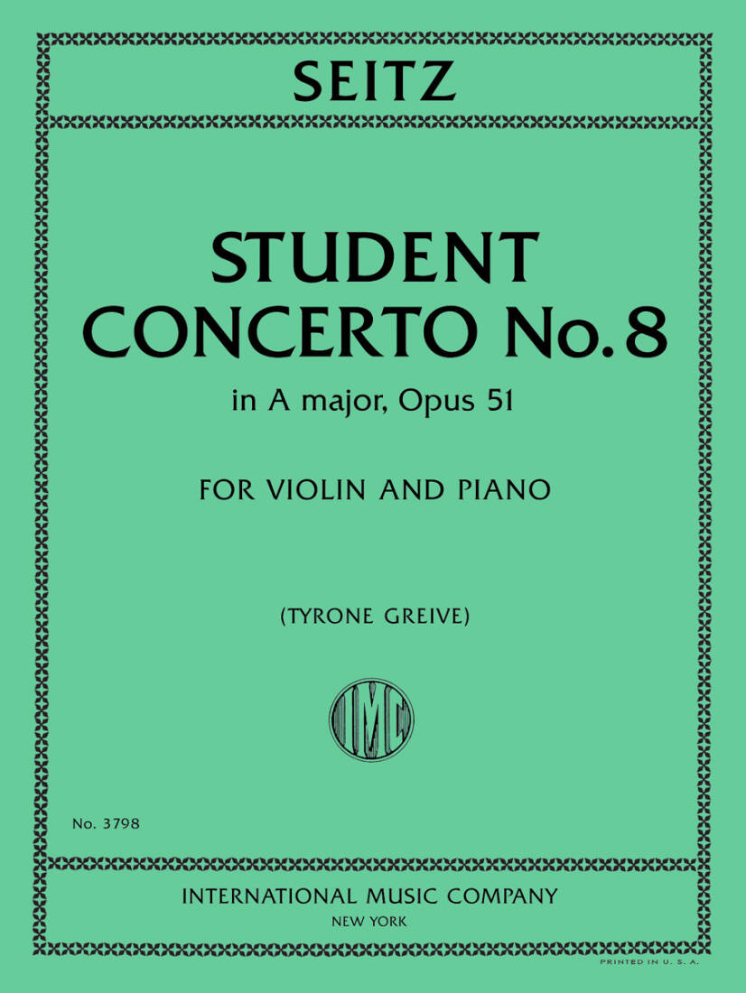 Student Concerto No. 8 in A major, Opus 51 - Seitz/Greive - Violin/Piano - Sheet Music