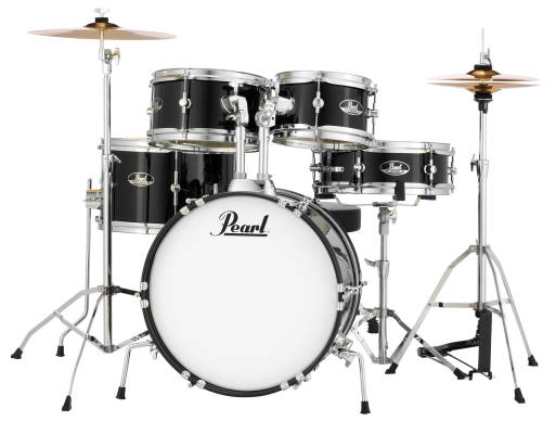 Roadshow Jr. 5-Piece Drum Kit (16,8,10,13,SD) with Cymbals and Hardware - Jet Black