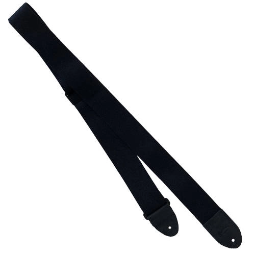 Cotton Weave/Leather Guitar Strap with Pick Holder - Black