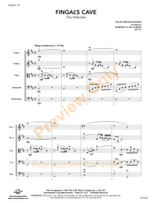 Fingal\'s Cave (The Hebrides) - Mendelssohn/McCashin - String Orchestra - Gr. 3.5 - 4