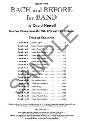 Bach and Before for Band - Newell - French Horn - Book