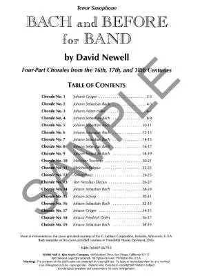 Bach and Before for Band - Newell - Tenor Saxophone - Book