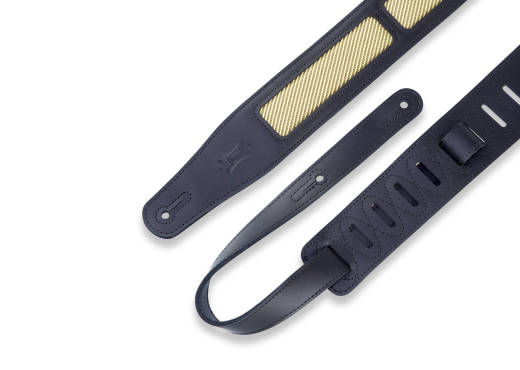 Deluxe Series 2 1/2\'\' Black Chrome-Tan Leather Guitar Strap