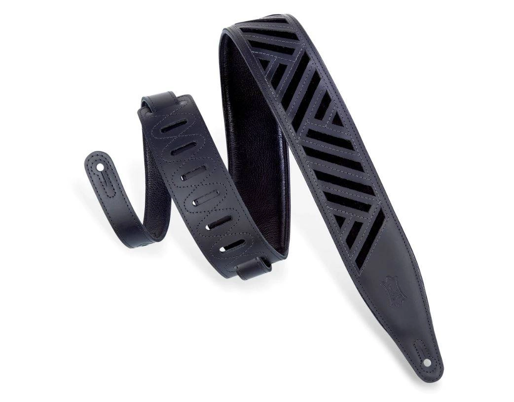 2 1/2\'\' Diamond Cut Out Guitar Strap - Black-Grey