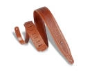 Levys - 2-1\/2 Inch Garment Leather Guitar Strap w\/Embossed Florentine Overlay - Tan