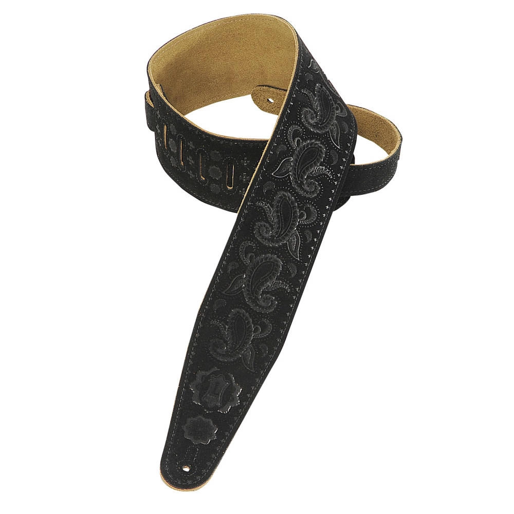 Heirloom Series 3 Inch Suede Guitar Strap w/Paisley Pattern - Black