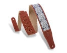 Levys - 2-1\/2 Inch Suede Leather Guitar Strap w\/Fabric Overlay - Rust