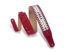Levys - 2-1\/2 Inch Suede Leather Guitar Strap w\/Fabric Overlay - Burgundy