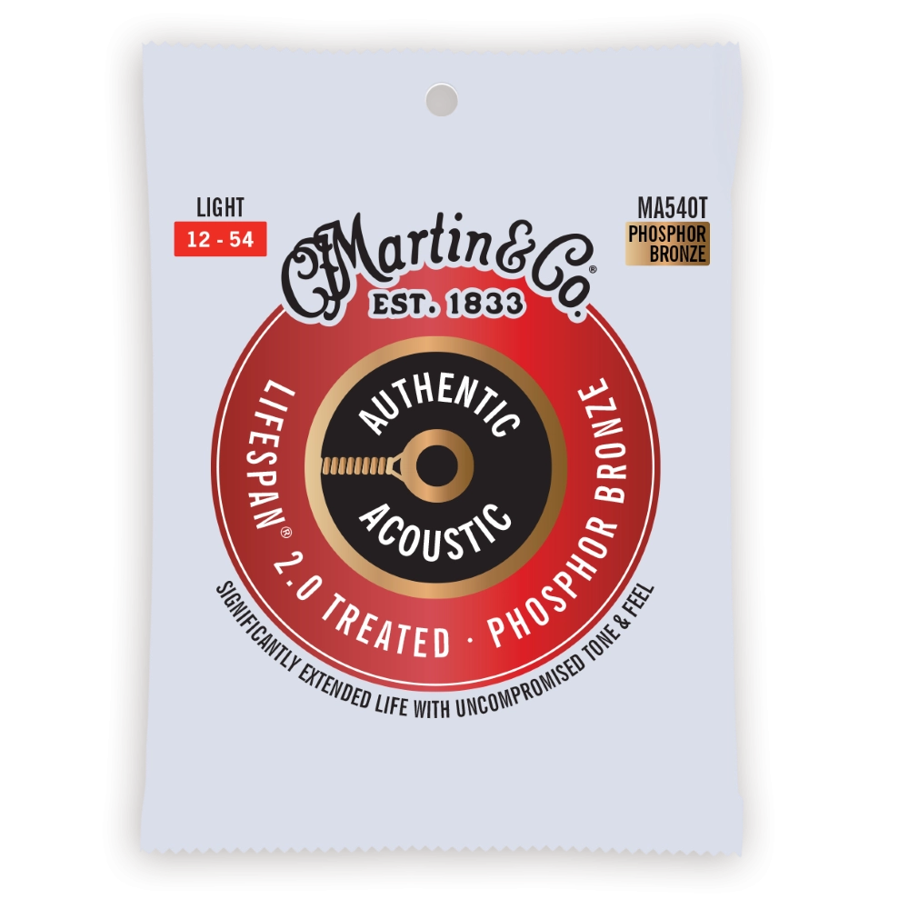 Authentic Acoustic Lifespan 2.0 Guitar Strings - 92/8 Phosphor Bronze - Light 12-52