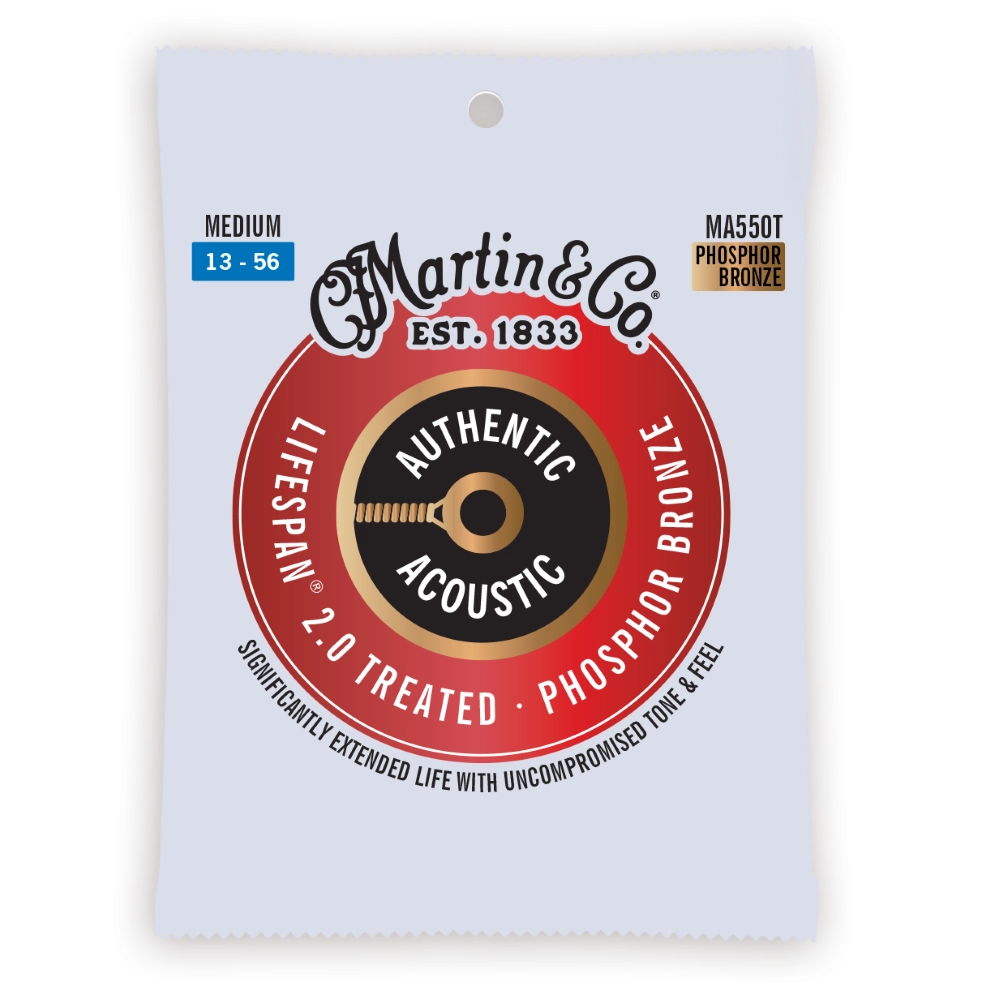 Authentic Acoustic Lifespan 2.0 Guitar Strings Set - 92/8 Phosphor Bronze - Medium 13-56