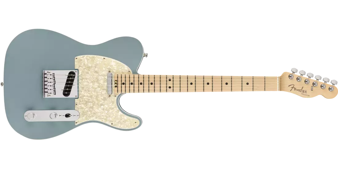American Elite Telecaster with Maple Fingerboard - Satin Ice Blue Metallic with Case