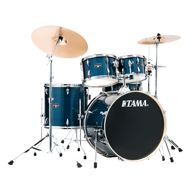 Imperialstar 5-Piece Drum Kit (22,10,12,16,SD) with Cymbals and Hardware - Hairline Blue