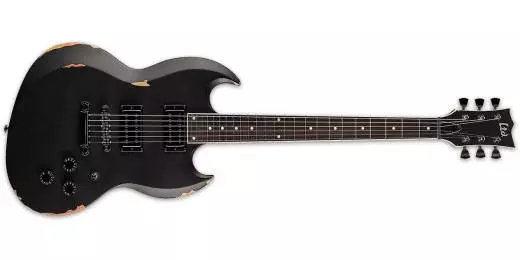 LTD Volsung Electric Guitar with Case - Distressed Black Satin