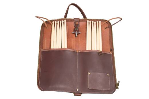 Leather Stick Case w/Stand - Brown
