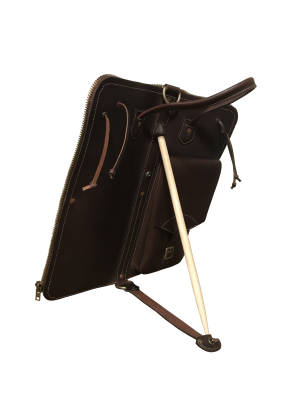 Leather Stick Case w/Stand - Brown