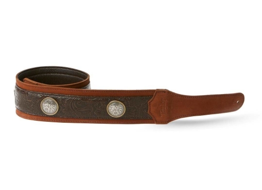 3\'\' Grand Pacific Leather Strap, Nickel Conchos - Brown