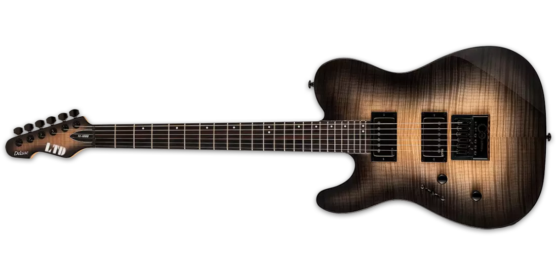 LTD TE-1000 EverTune Electric Guitar - Left Handed - Black Natural Burst