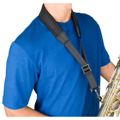 24 Inch Less-Stress Saxophone Neck Strap - Black