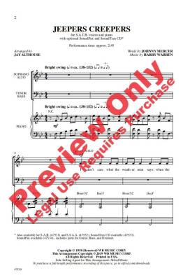 Jeepers Creepers - Mercer/Warren/Althouse - SATB