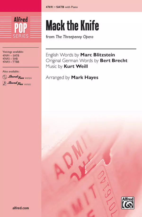 Mack the Knife (from The Threepenny Opera) - Brecht/Weill/Hayes - SATB