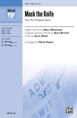 Alfred Publishing - Mack the Knife (from The Threepenny Opera) - Brecht/Weill/Hayes - SAB
